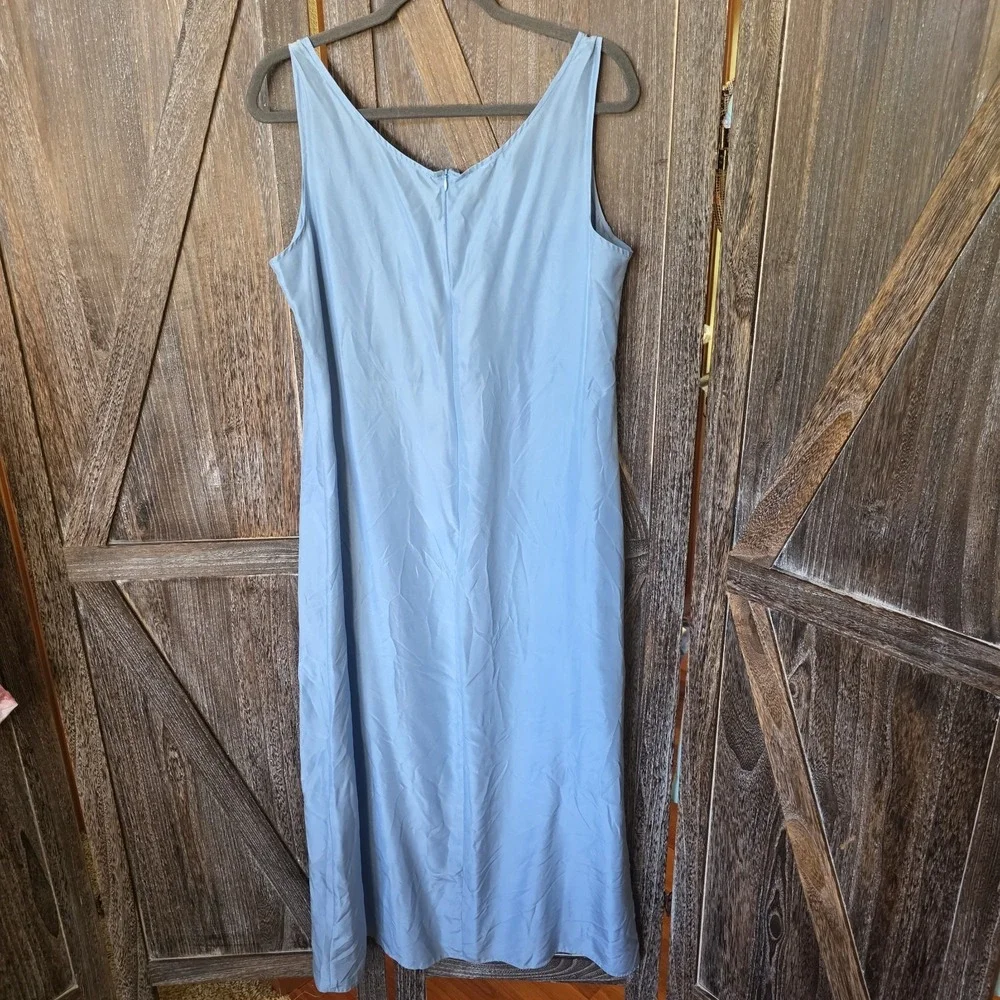 Newport News Easy Style Nightgown Womens Size 16 Light Blue 100% Silk Sandwashed